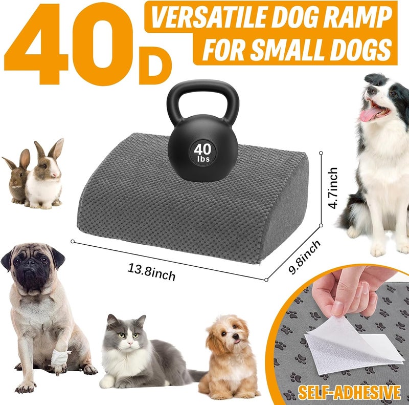 INRLKIT 5 Pack 40D Density Foam Dog Ramp for Stairs Suits for Small Dogs Cats, Pet Steps Stairs for Staircase Stairs with Anti-Slip Bottom and Self-Sticky Pads to Fix Grey - Image 2